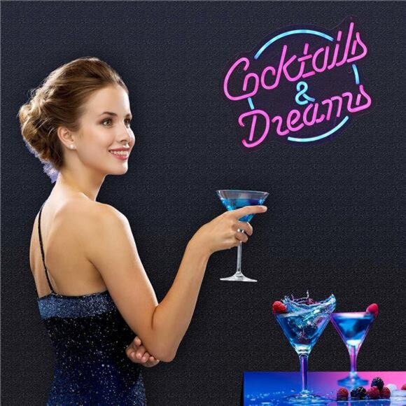 Cocktails and Dreams Movie LED Neon Sign Light Wall Decor Bar Party Man Cave NEW - Picture 6 of 7